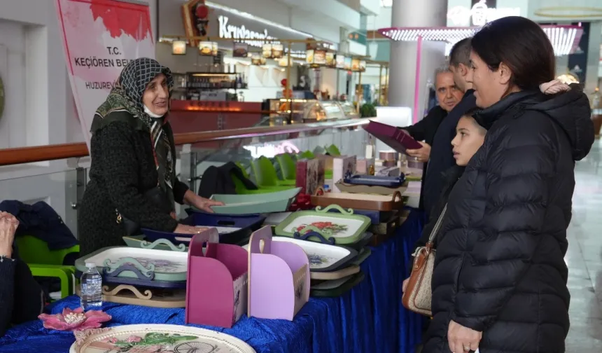 Keçiören'de konukevi sakinlerinden el emeği sergisi