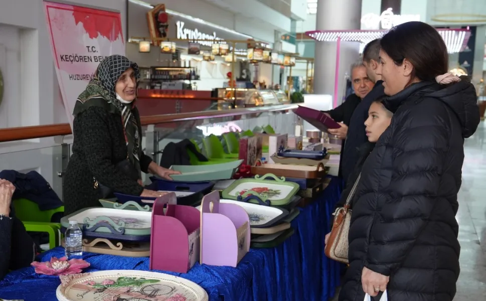 Keçiören'de konukevi sakinlerinden el emeği sergisi